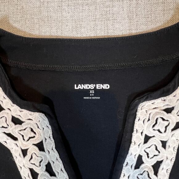 Land's End Tank Dress Black with White Embroidery and Pockets! Size XS - Picture 2 of 9